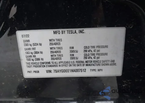 2022 Tesla Model Y Long Range Dual Motor All-Wheel Drive from USA, damaged, VIN 7SAYGDEE1NA007512